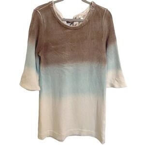 boho gorp core‎ knit tunic size Large ombre brown blue cream tie back nwt